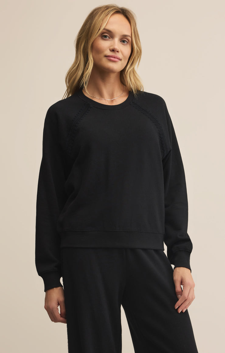 Tops All Around Embroidered Sweatshirt Black