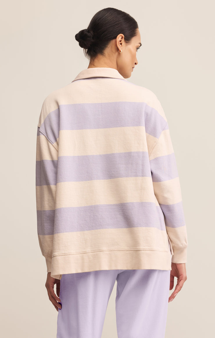 Tops Rugby Brushed Fleece Henley Lavender Ice