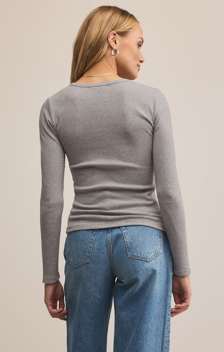 Tops Stella Modal Rib Henley Classic Heather Grey