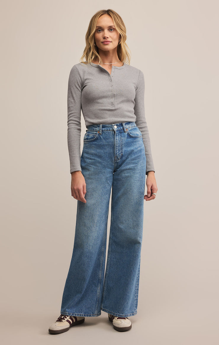 Tops Stella Modal Rib Henley Classic Heather Grey