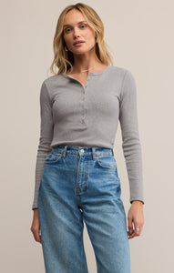 TopsStella Modal Rib Henley Classic Heather Grey