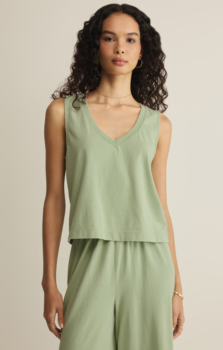 Tops Sloane V-Neck Cotton Jersey Tank Crystal Green