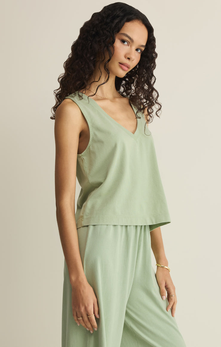 Tops Sloane V-Neck Cotton Jersey Tank Crystal Green