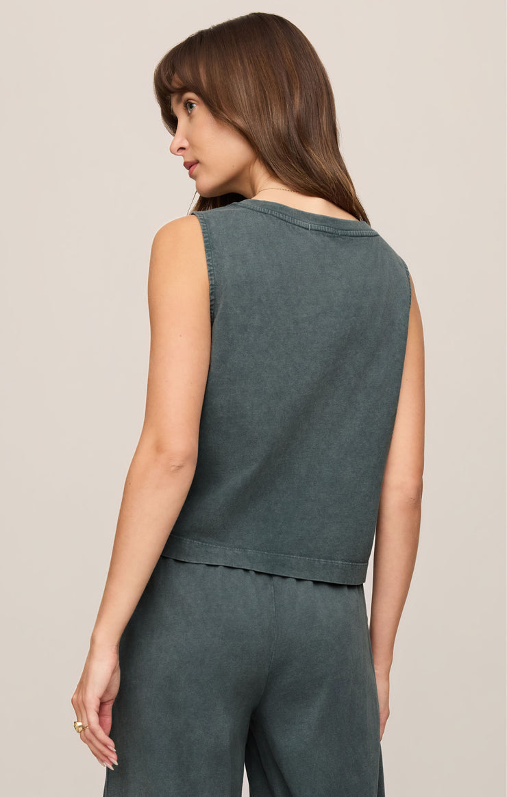 Tops Sloane V-Neck Cotton Jersey Tank Emerald Cove