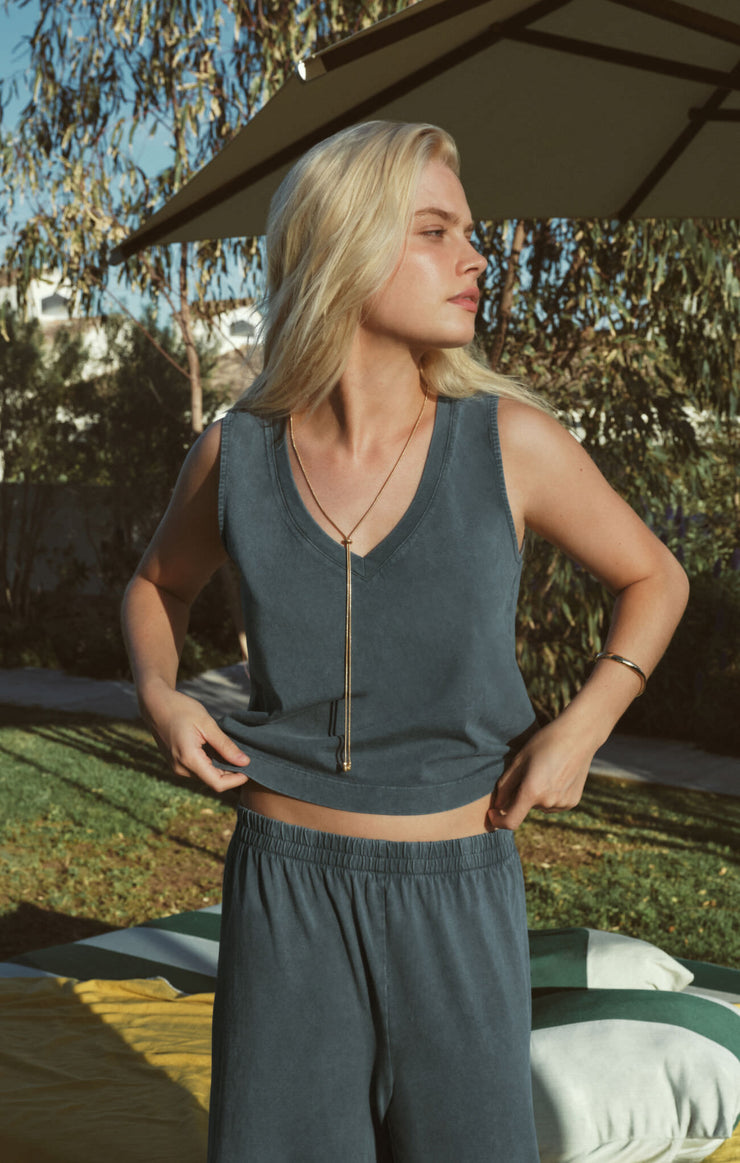 Tops Sloane V-Neck Cotton Jersey Tank Emerald Cove