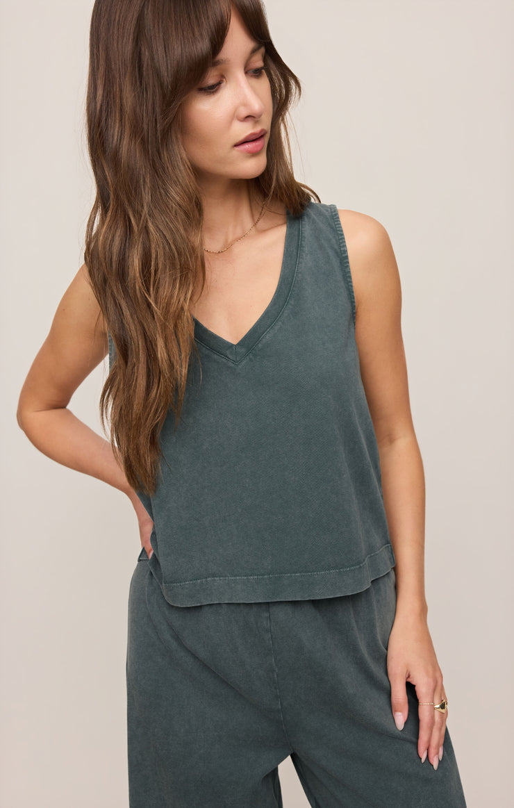 Tops Sloane V-Neck Cotton Jersey Tank Emerald Cove