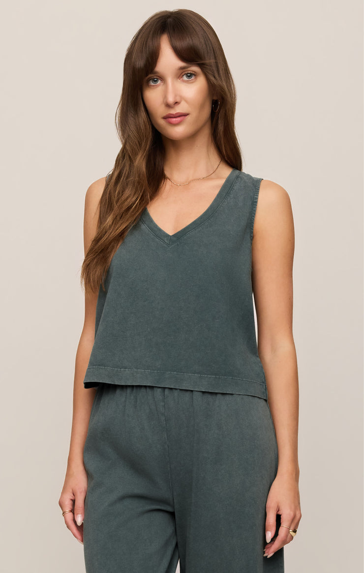 Tops Sloane V-Neck Cotton Jersey Tank Emerald Cove