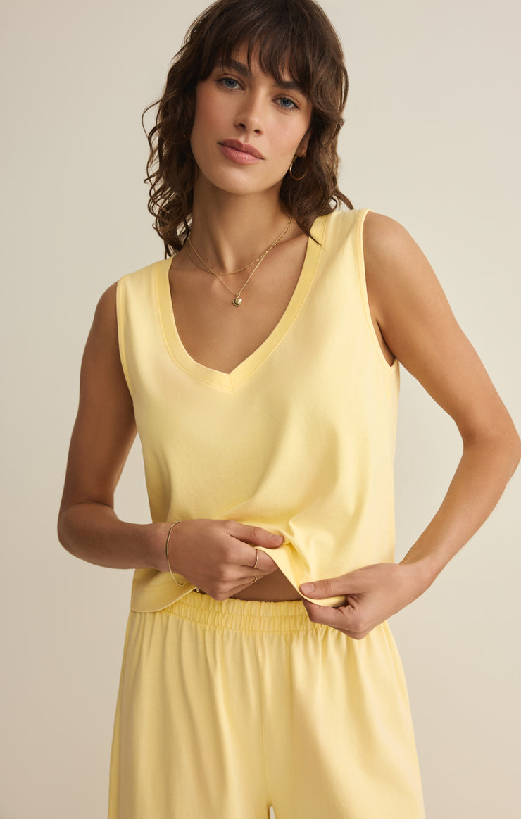 Tops Sloane V-Neck Cotton Jersey Top Lemon Citrus