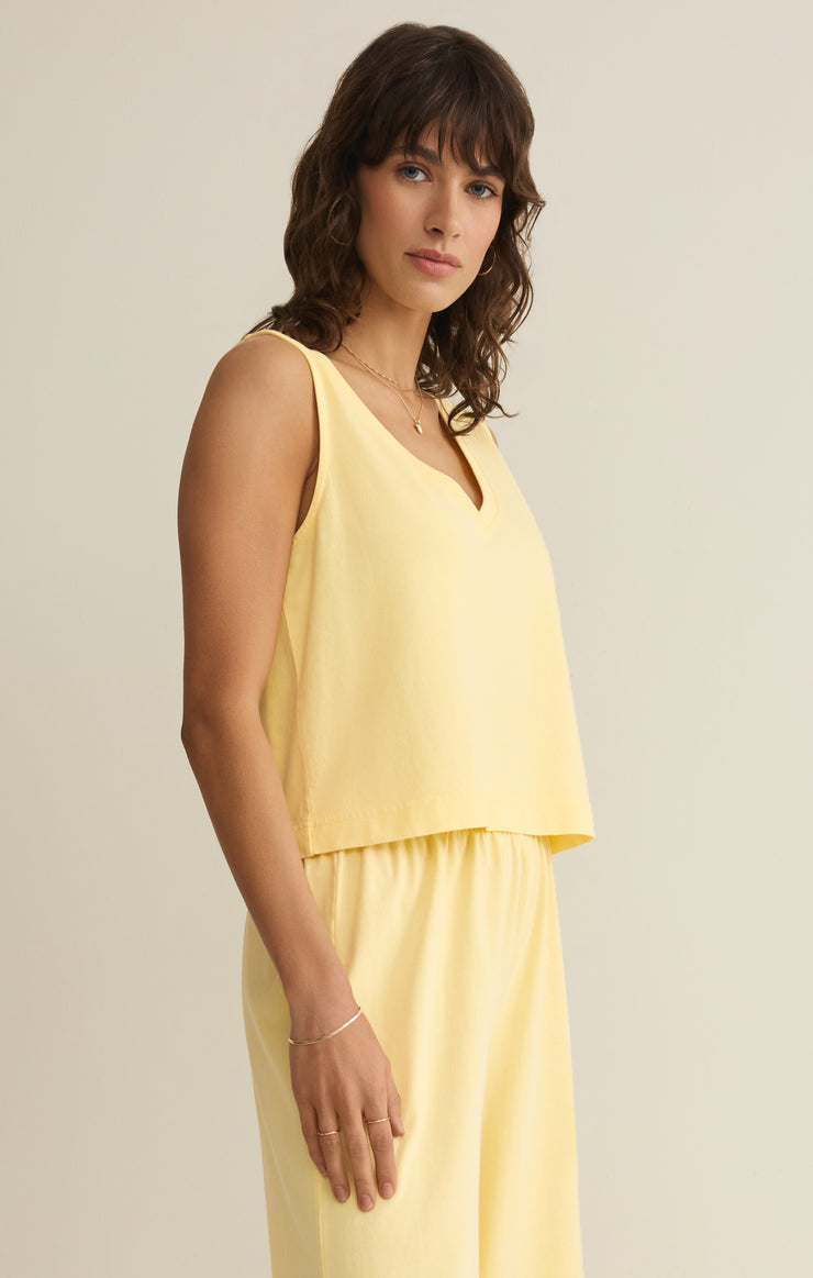Tops Sloane V-Neck Cotton Jersey Top Lemon Citrus