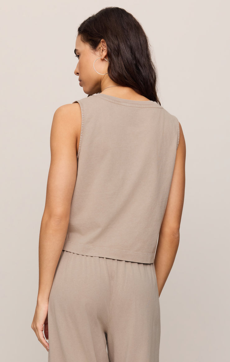 Tops Sloane V-Neck Cotton Jersey Tank Stone Gray