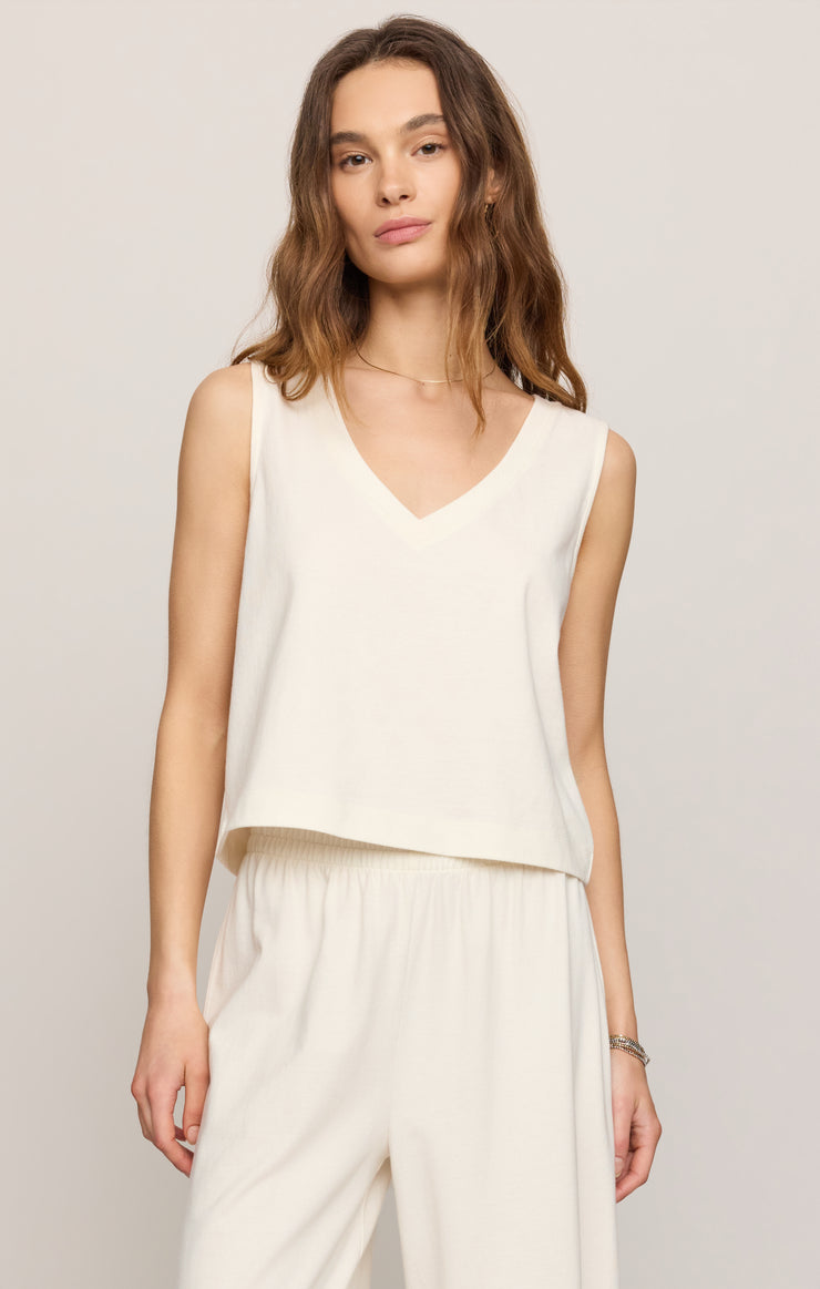 Tops Sloane V-Neck Cotton Jersey Tank Sea Salt