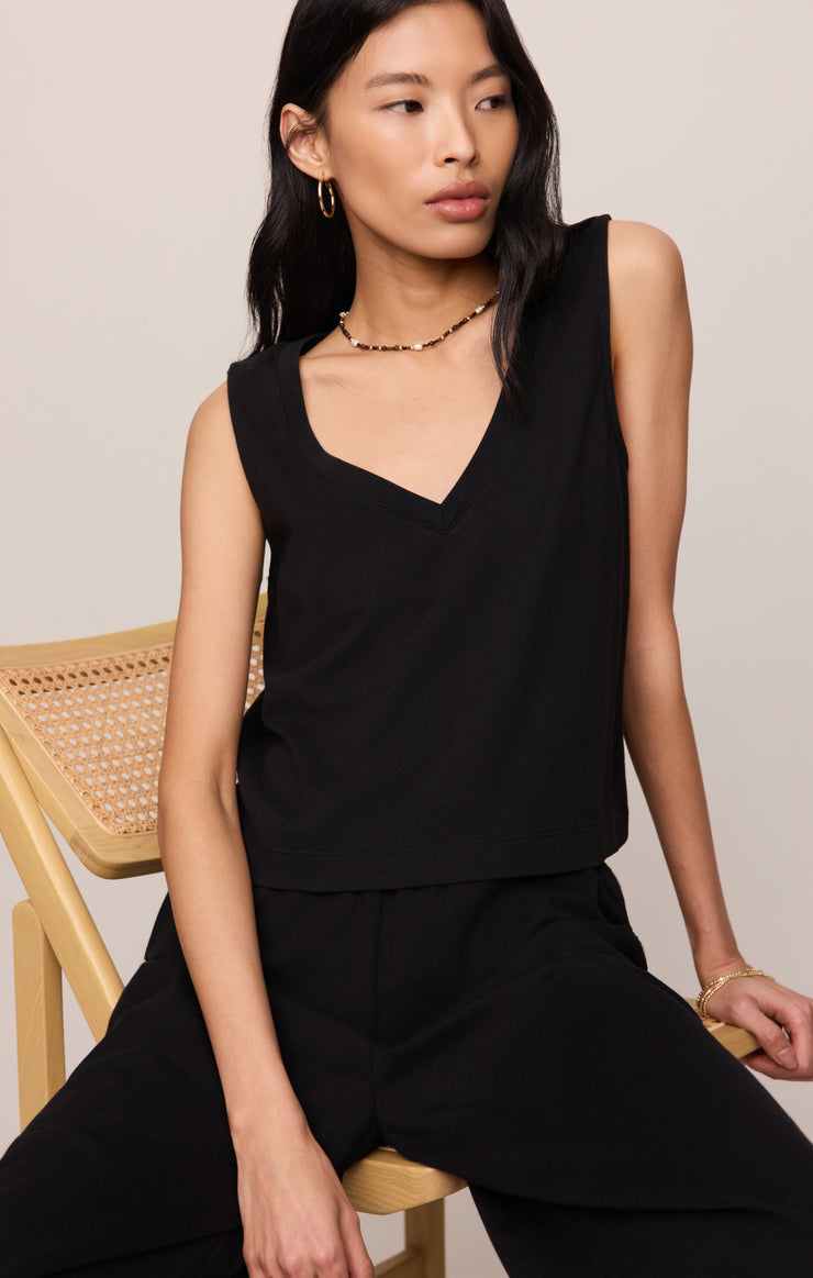 Tops Sloane V-Neck Cotton Jersey Tank True Black