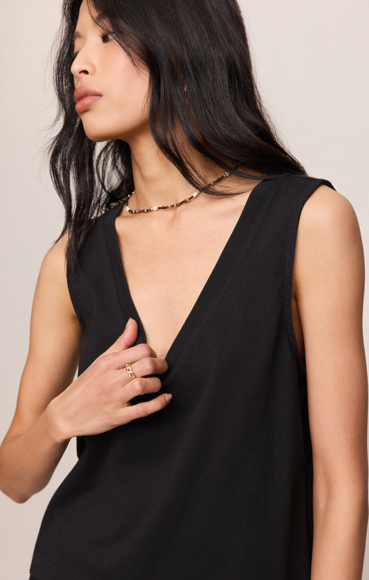 Tops Sloane V-Neck Cotton Jersey Tank True Black