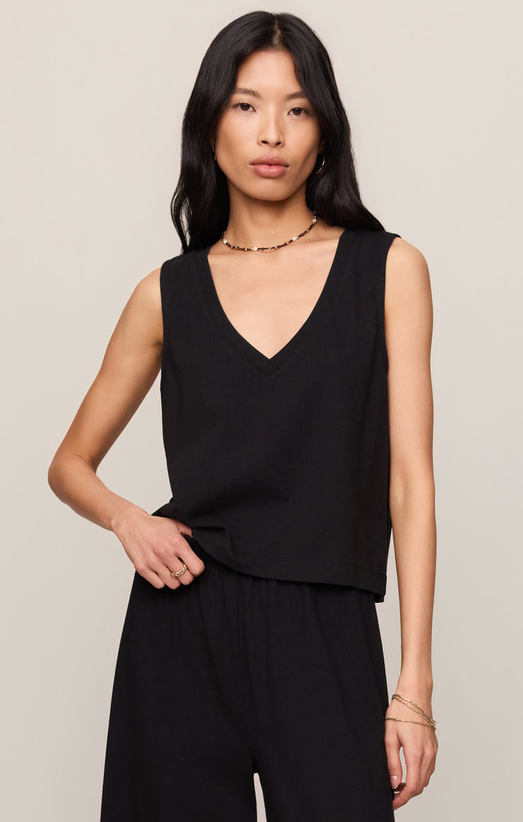 Tops Sloane V-Neck Cotton Jersey Tank True Black