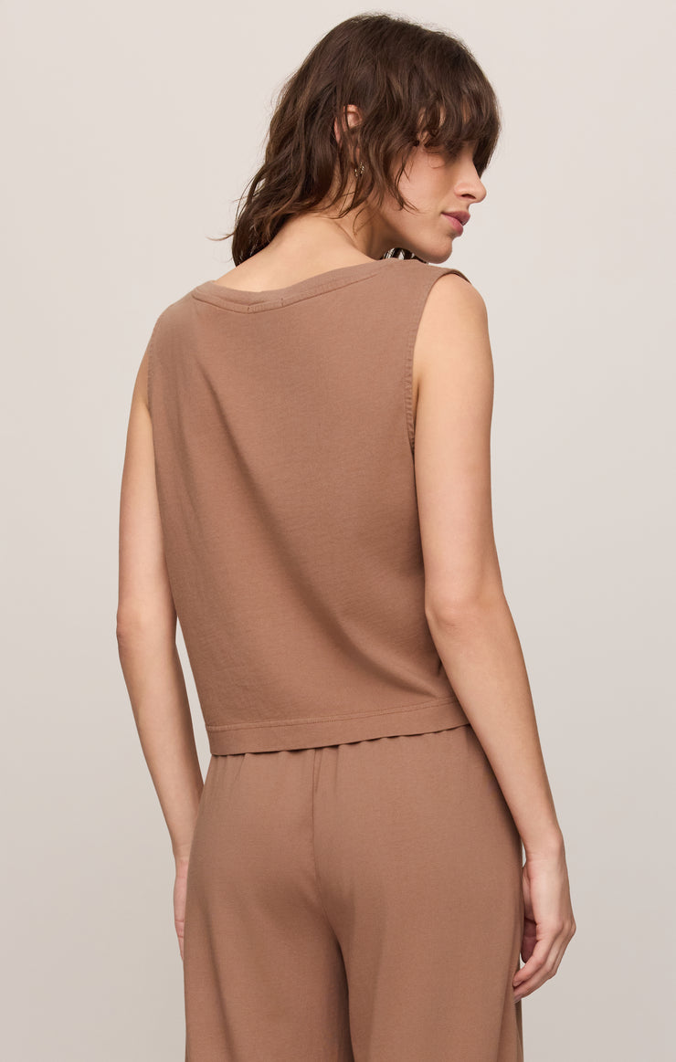 Tops Sloane V-Neck Cotton Jersey Tank Teakwood