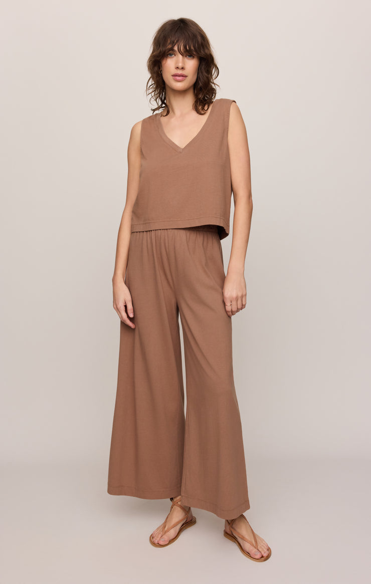 Tops Sloane V-Neck Cotton Jersey Tank Teakwood