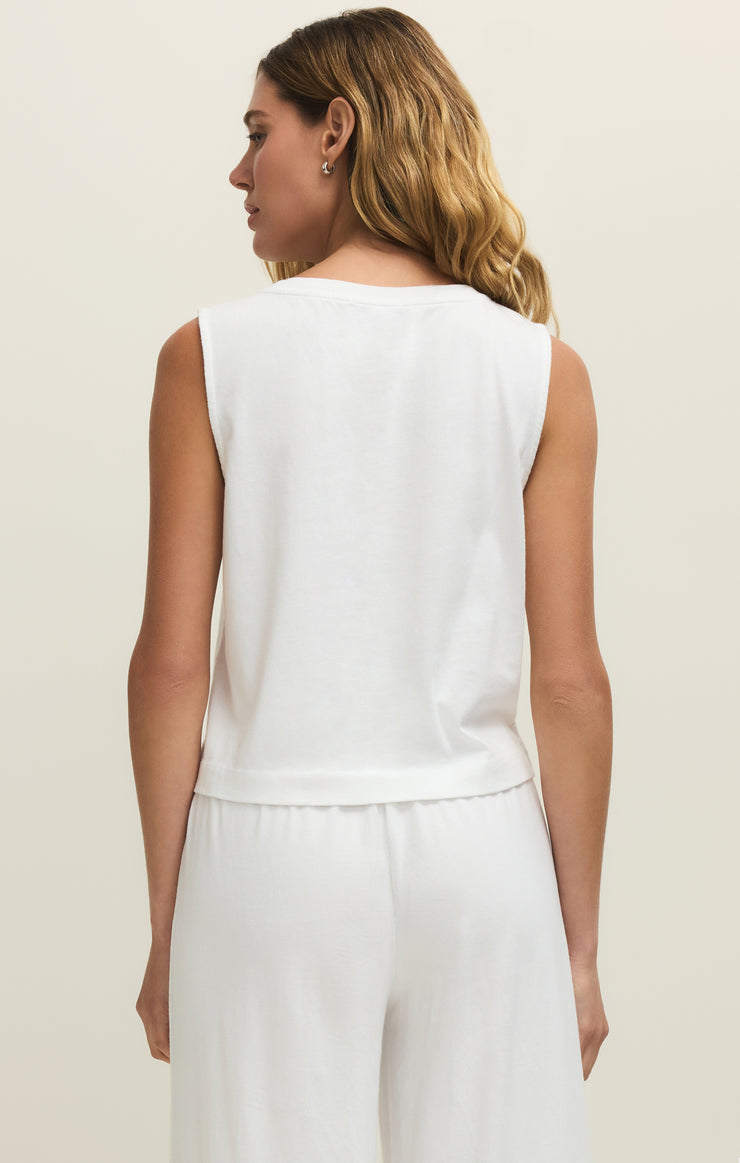 Tops Sloane V-Neck Cotton Jersey Tank White