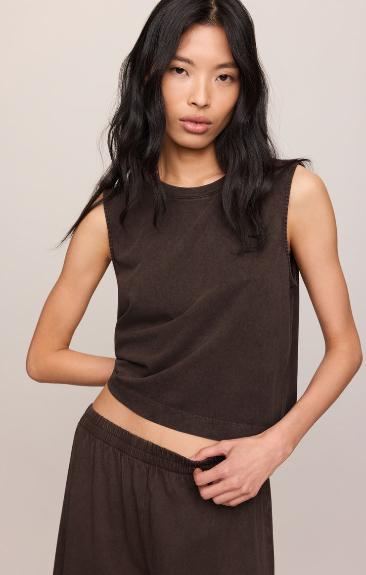 Tops Sloane Cotton Jersey Tank Dark Chocolate