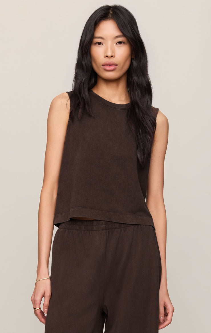 Tops Sloane Cotton Jersey Tank Dark Chocolate