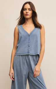 TopsSolace V-Neck Jersey Denim Tank Medium Indigo