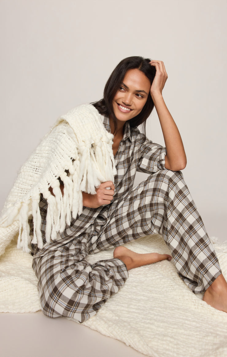 Tops River Plaid Button Up Cocoa Bean