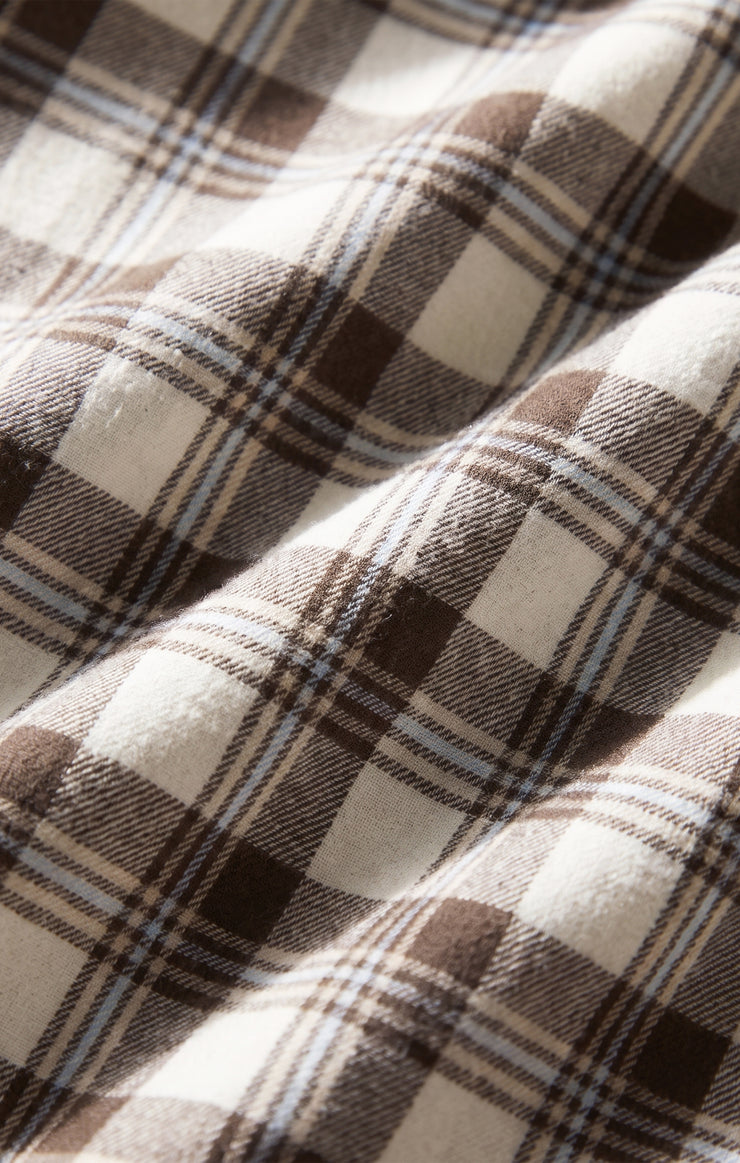 Tops River Plaid Button Up Cocoa Bean