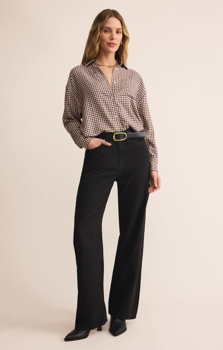 Tops River Plaid Button Up Chocolate Cherry