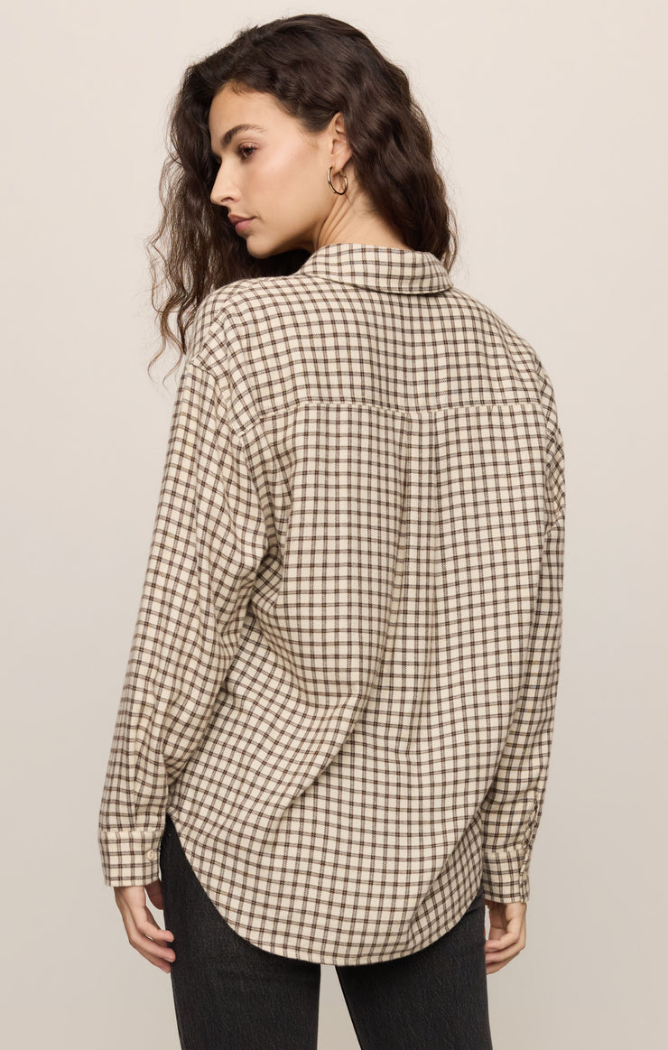 Tops River Plaid Button Up Dark Chocolate