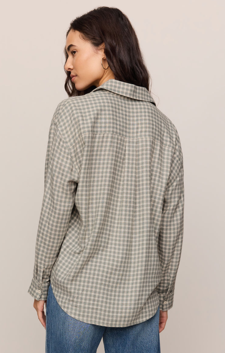 Tops River Plaid Button Up Emerald Cove