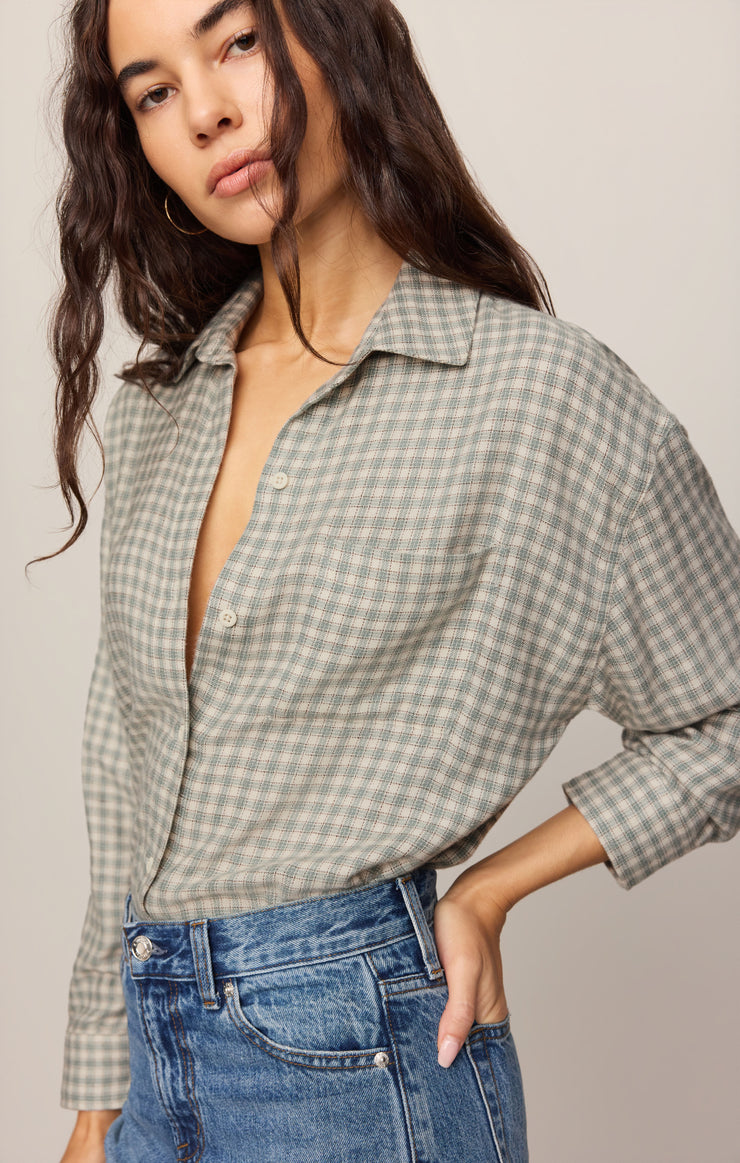 Tops River Plaid Button Up Emerald Cove