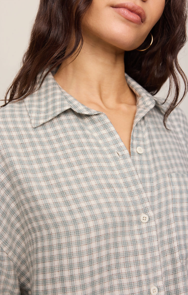 Tops River Plaid Button Up Emerald Cove