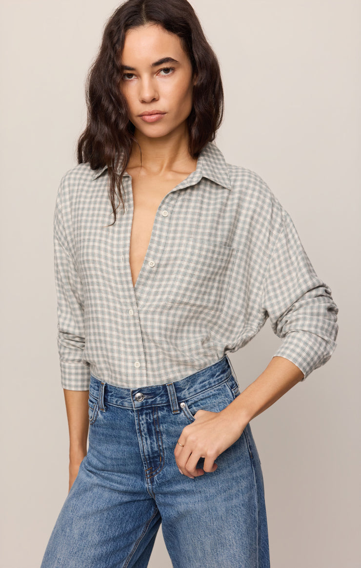 Tops River Plaid Button Up Emerald Cove
