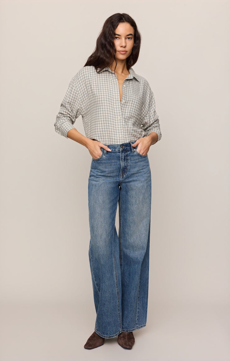 Tops River Plaid Button Up Emerald Cove