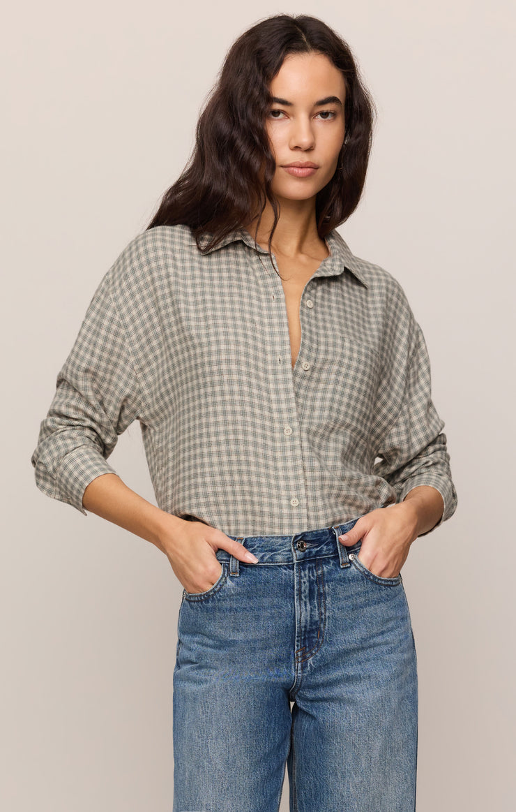 Tops River Plaid Button Up Emerald Cove