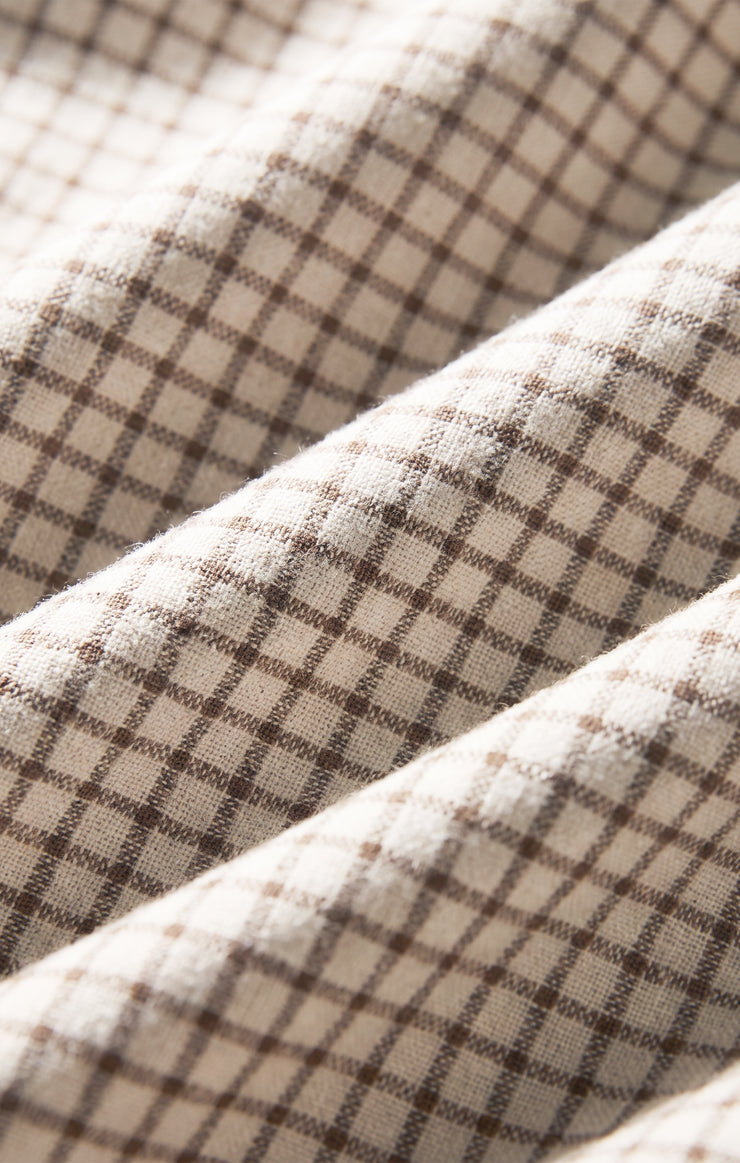 Tops River Plaid Button Up Frosted Pearl
