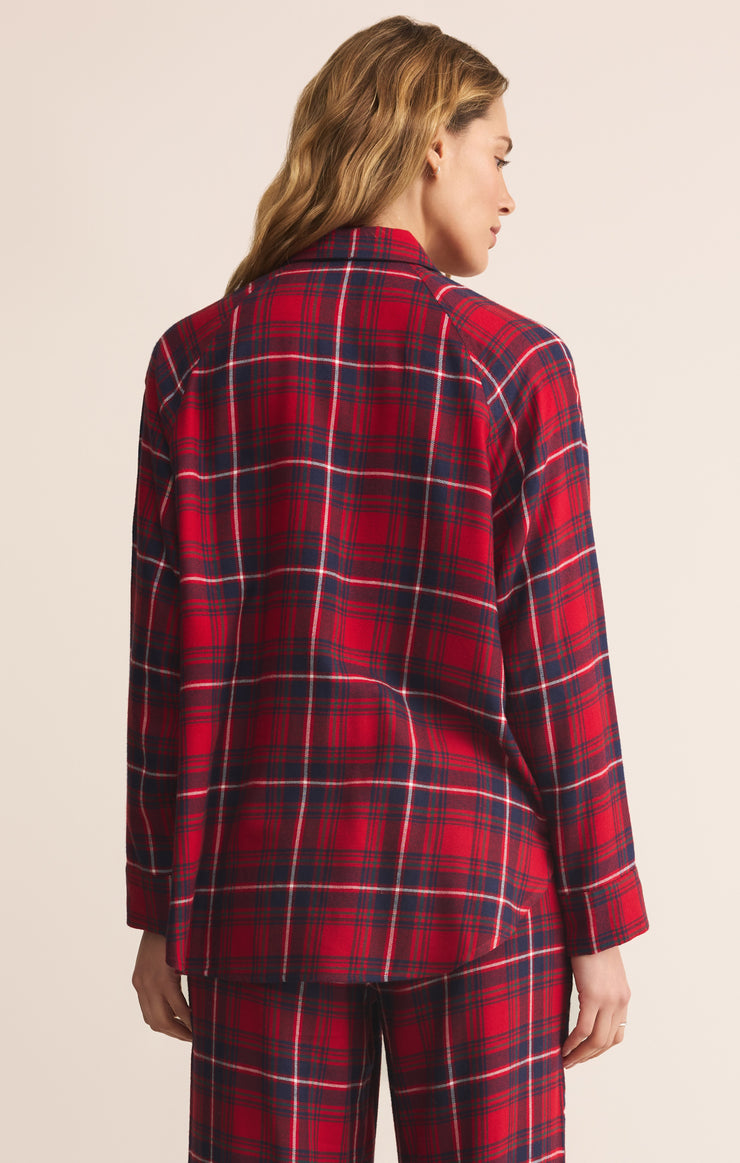Tops River Plaid Button Up Haute Red