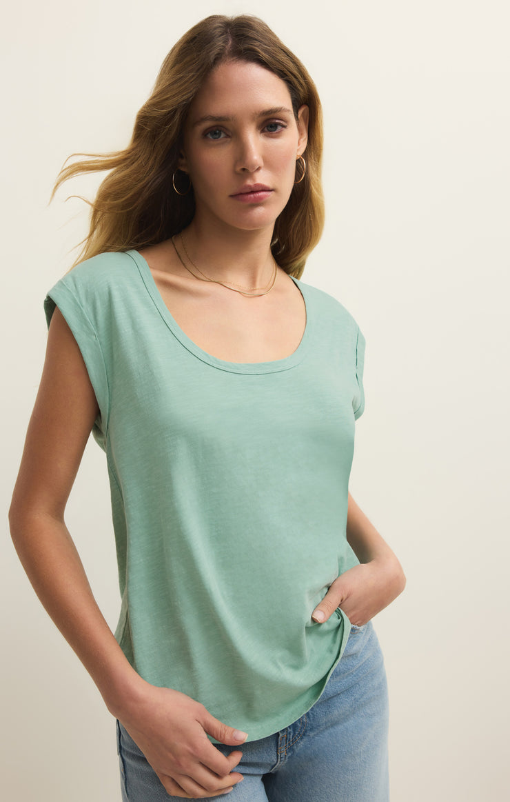 Tops Per Diem Slub Tee Crystal Green