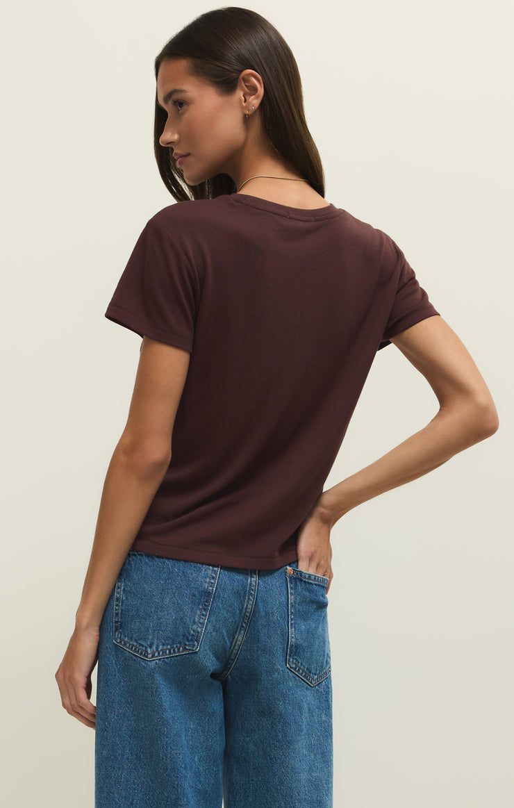 Tops Tourist Airy Knit Jersey Tee Chocolate Cherry