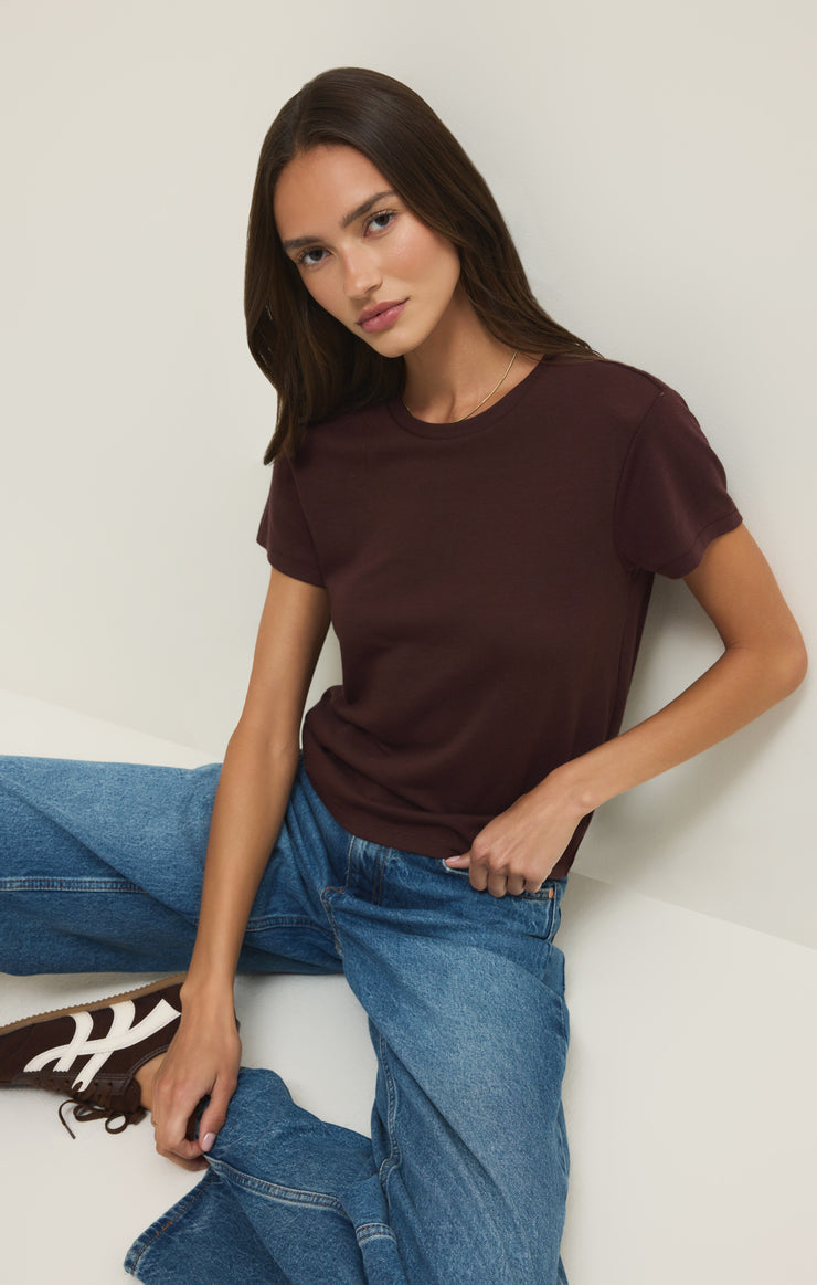 Tops Tourist Airy Knit Jersey Tee Chocolate Cherry