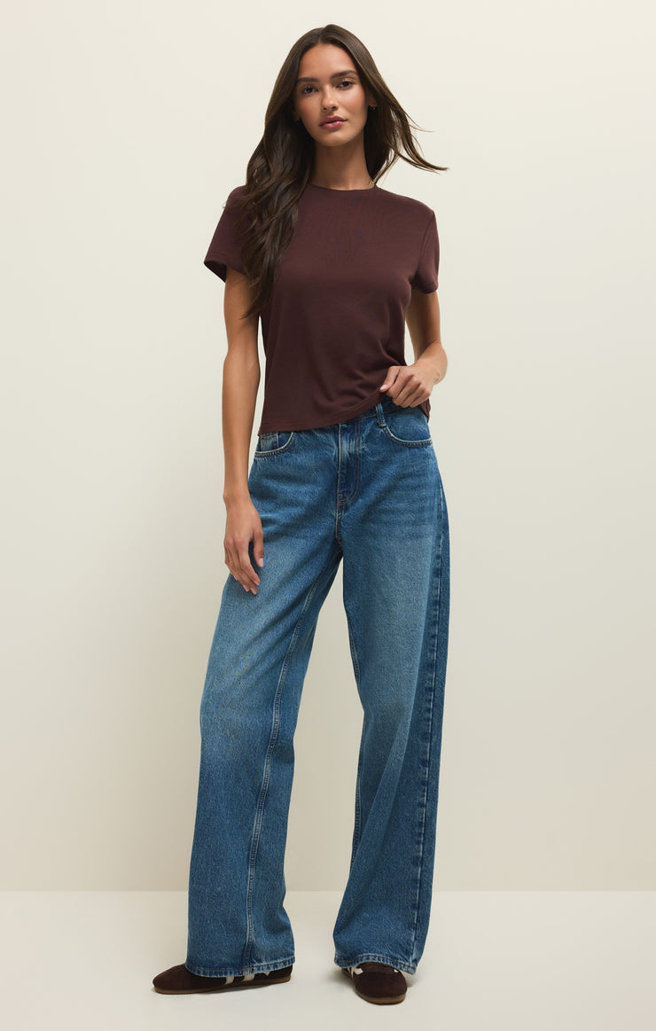 Tops Tourist Airy Knit Jersey Tee Chocolate Cherry