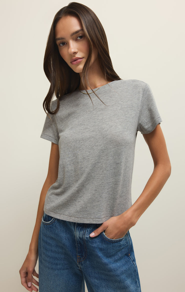 Tops Tourist Airy Knit Jersey Tee Classic Heather Grey