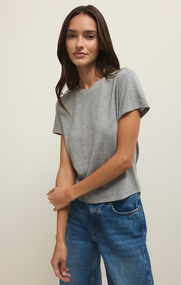 Tops Tourist Airy Knit Jersey Tee Classic Heather Grey