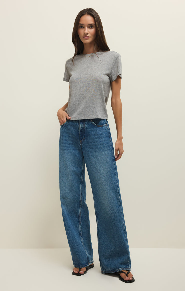 Tops Tourist Airy Knit Jersey Tee Classic Heather Grey