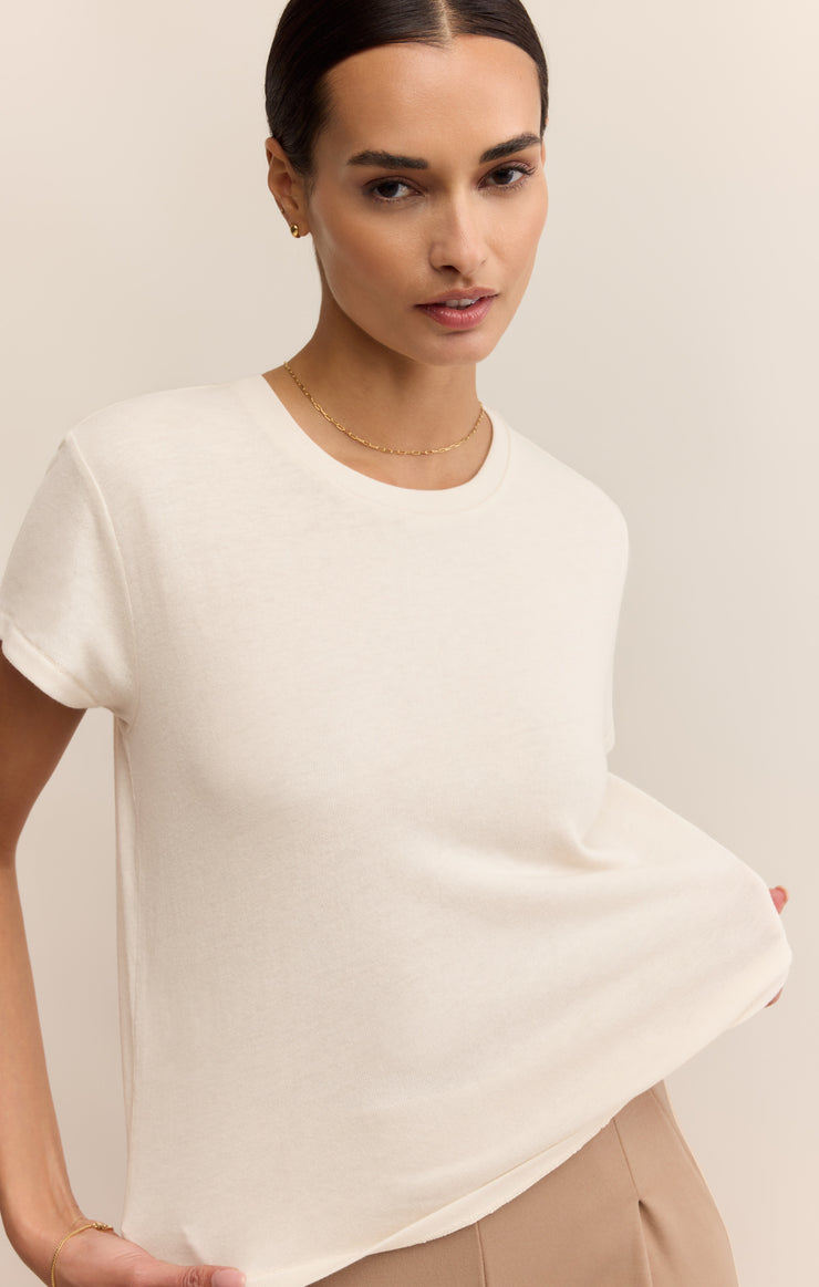 Tops Tourist Airy Knit Jersey Tee Crystal