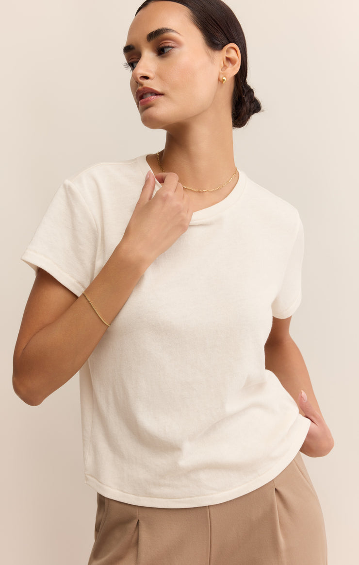 Tops Tourist Airy Knit Jersey Tee Crystal
