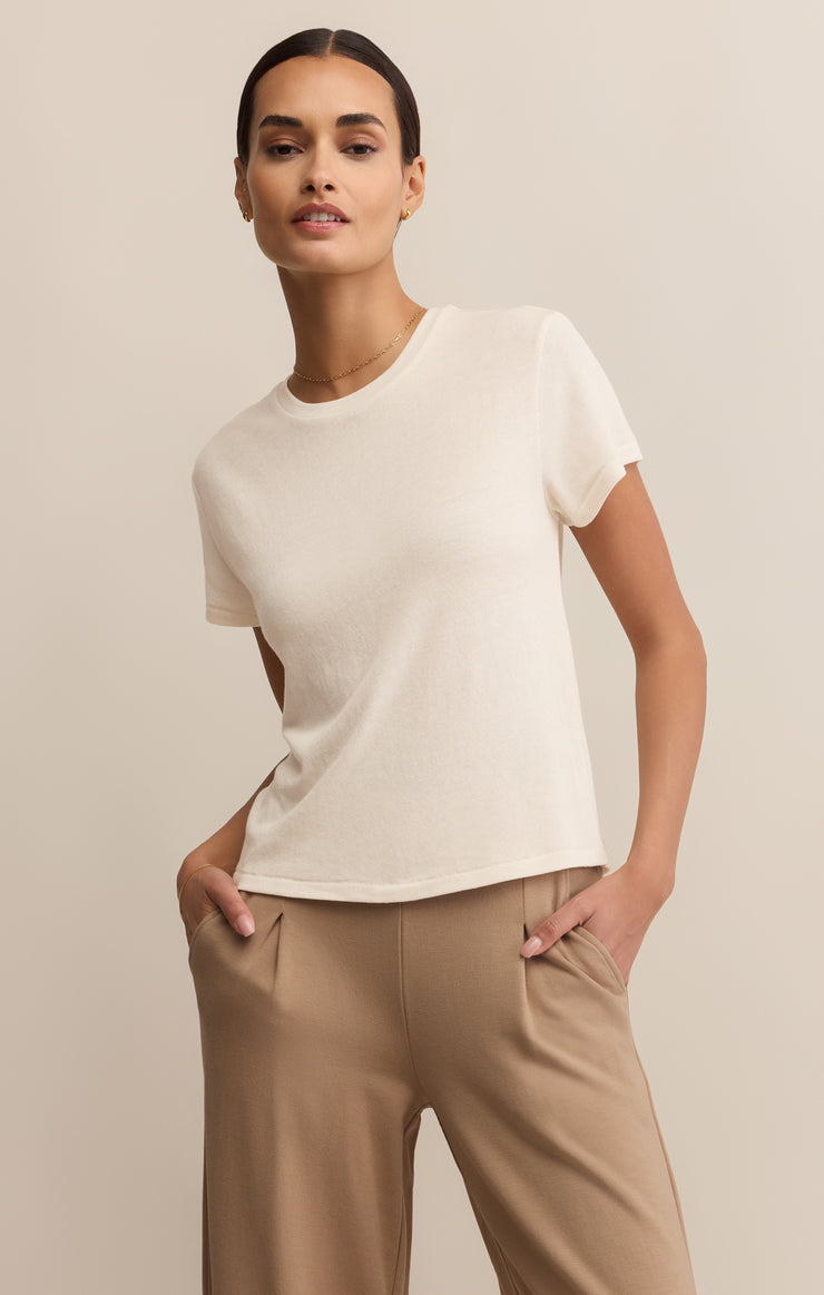 Tops Tourist Airy Knit Jersey Tee Crystal