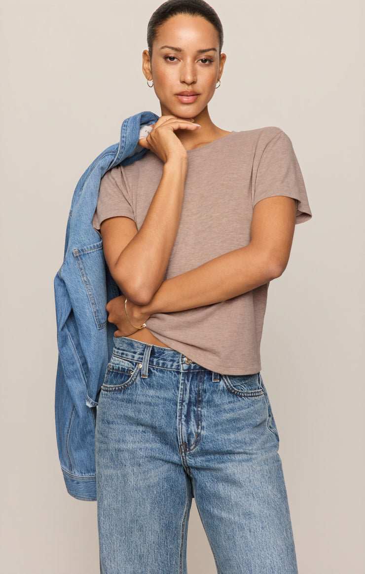 Tops Tourist Airy Knit Jersey Tee Heather Ash