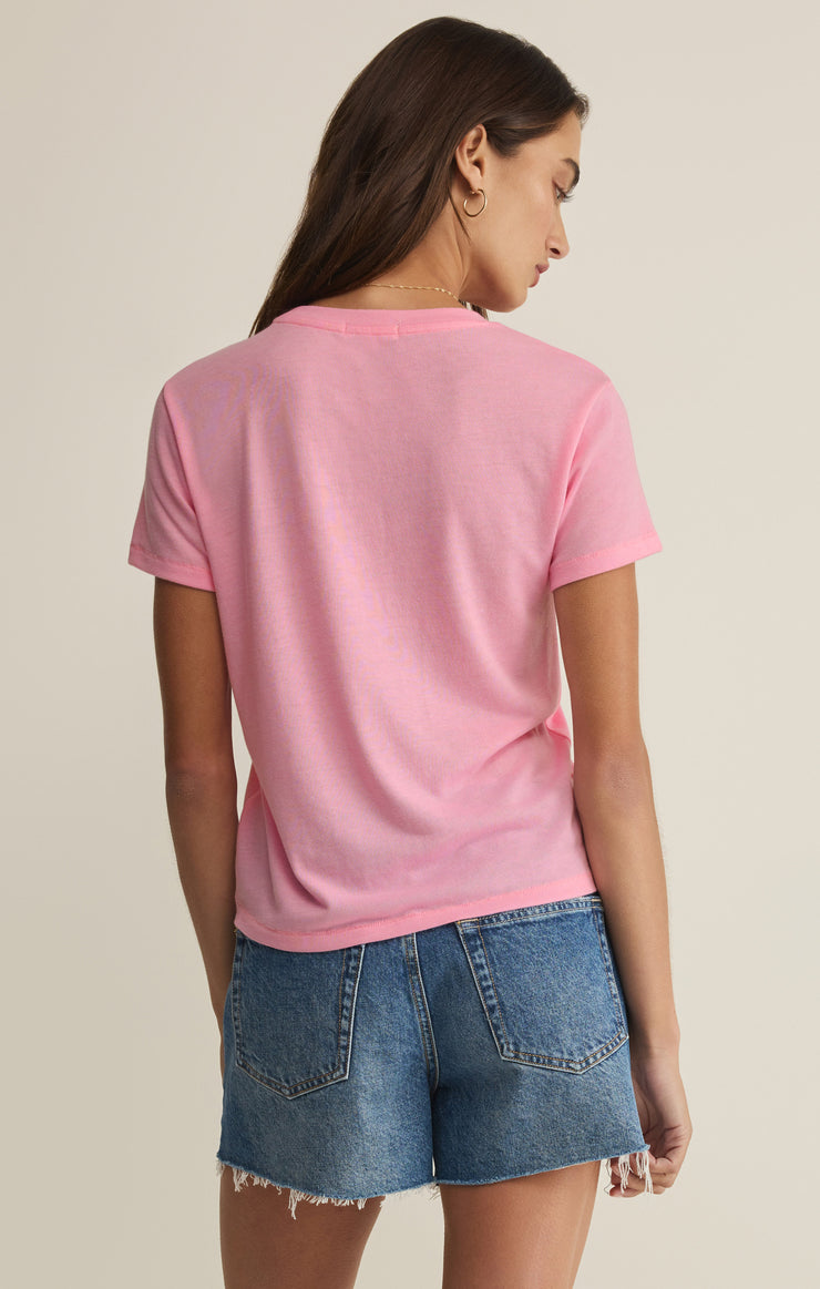 Tops Tourist Airy Knit Jersey Tee Pink Sunrise