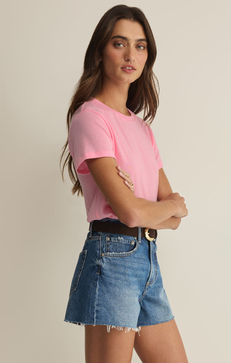 Tops Tourist Airy Knit Jersey Tee Pink Sunrise