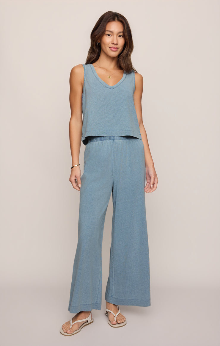 Tops Sloane V-Neck Jersey Denim Tank Ocean Air Indigo